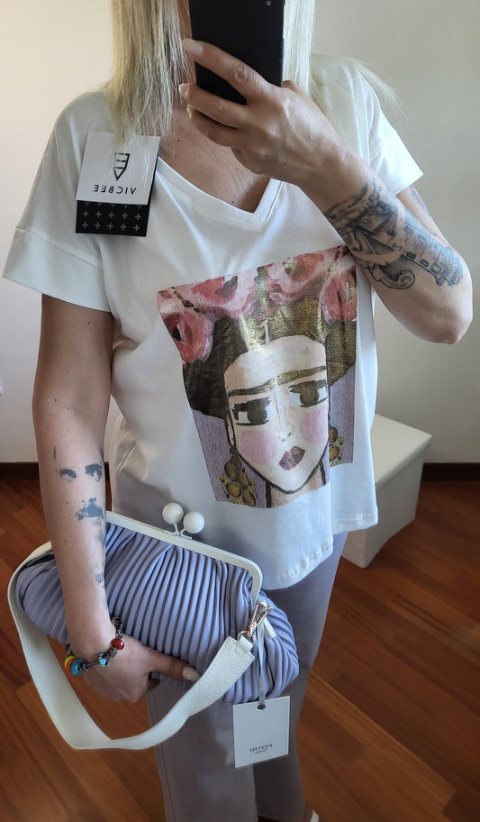 T-Shirt stampa metalizzata Frida