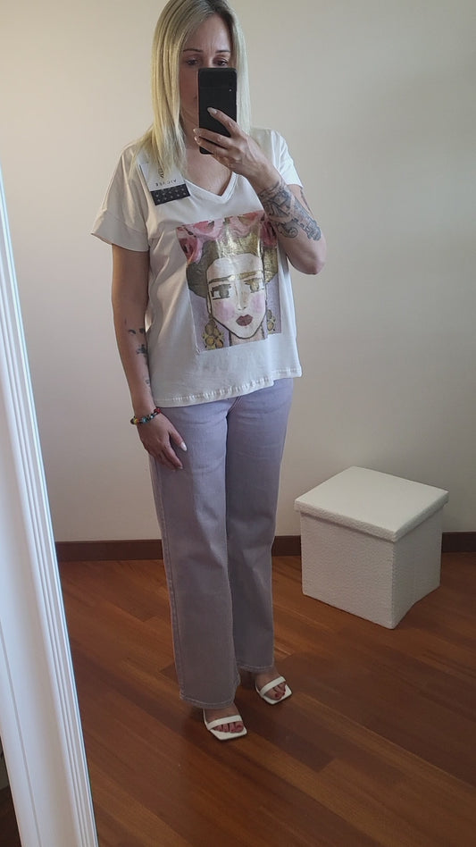 T-Shirt stampa metalizzata Frida